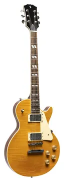 Stagg SEL-DLX HONEY Deluxe Series elektrische gitaar, massief mahonie met AAA gevlamde top