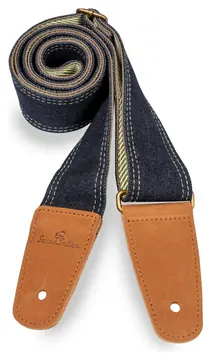 Soundsation DML-BK Tracolla nera per chitarra/basso in Denim con terminali in vera pelle