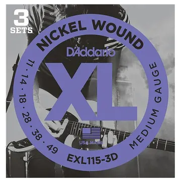 D'Addario 11-49 Electric Guitar Strings EXL115-3D X3 Set Offer
