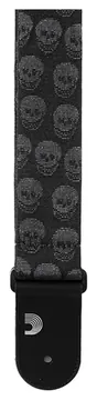 D'Addario Woven Guitar Strap Skulls Black Tubular
