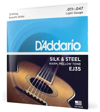 D'Addario EJ35 Silk & Steel 12-String Folk Guitar Strings, 11-47
