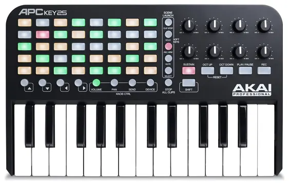 Akai Apc Key 25 Tastiera Midi/usb 25 Tasti Controller 40 Pad + 8 Fader Rotativi Per Ableton Live