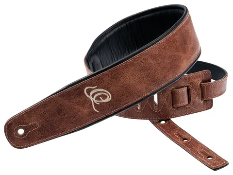 Ortega OSCL-5 Guitar Genuine Leather Strap Ledergurt (70mm), Vintage Caramel