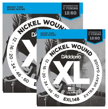 D'Addario EXL148 nickel wound 12-60 extra heavy gauge strings (2 SETS)