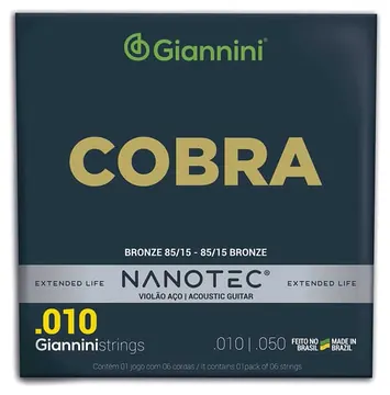 Cobra Encordoamento para Violão Giannini Nanotec Cobra Aço .010-.050