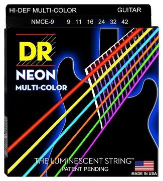DR NMCE-9 Neon Hi-Def Multi-Color Electric Lite CORDE MULTICOLORE PER CHITARRA ELETTRICA NICKEL WOUND - 009/042