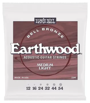 Ernie Ball 2346 Medium Light Earthwood Bell Bronze Acoustic Guitar Strings 12-54