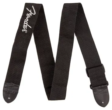 Fender Logo Strap Black/Gray Logo Tracolla per chitarra, cinturino nero da 2"