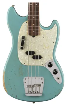 Fender Justin Meldal-Johnsen JMJ Road Worn Mustang Bass Guitar in Faded Daphne Blue