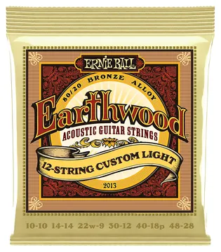Ernie Ball 2013 Earthwood 12-Str. Bronze CL 10-48 Saiten für Akustikgitarre (Custom Light)
