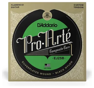 D'Addario EJ25B - ProArté Flamenco Guitar Black Nylon Composite | 028.5-044