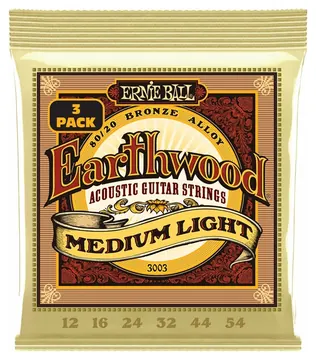 Ernie Ball 3003 Earthwood 80/20 Bronze Medium Light 12-54 - 3 Mute
