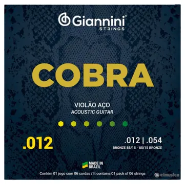 Giannini Encordoamento Giannini Cobra GEEFLKS Violão Aço Bronze 85/15 (.012 – .054)