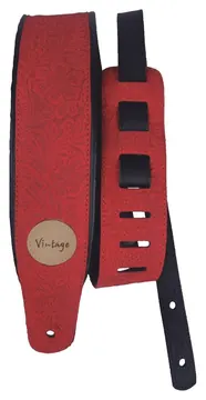 Basso Alça Correia Basso VTSL87 Couro Vintage Floral Vermelha