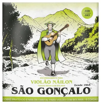 Sao Goncalo Encordoamento Violão São Gonçalo Tensão Media Com Bolinha Nylon Cristal (11039)