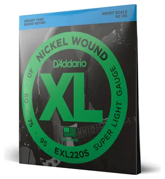 D'Addario EXL220S Nickel Wound Bass Guitar Strings, Super Light, 40-95, Short Scale