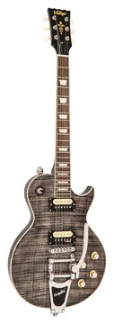 Vintage V100BLB V100 Guitar Black Flamed Maple With Bigsby