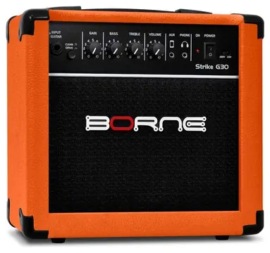 Borne Caixa Amplificada Cubo Para Guitarra Borne Strike G30 Laranja - 15w Rms - Bivolt