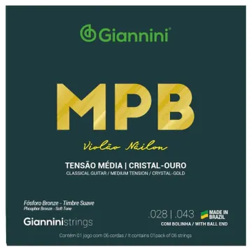 Giannini Encordoamento Giannini P/ Violão Nailon GENWG Cristal-Ouro