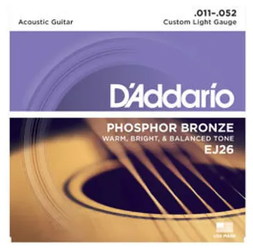 3 Sets of D'Addario EJ26 Phosphor Bronze Acoustic Guitar Strings 11-52