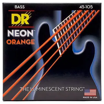 DR Neon NOB-45 45-105 HI DEF Bass Guitar Strings Orange Nickel