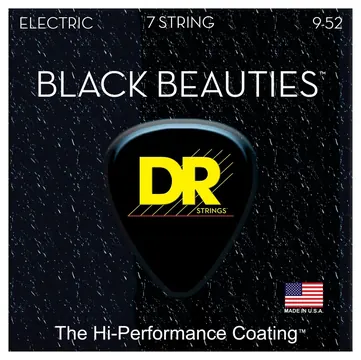 DR Strings BKE7-9 Black Beauties light 009-052 Saiten für E-Gitarre, schwarz beschichtet