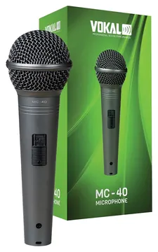 Vokal Microfone Vokal MC-40 Dinâmico Unidirecional Cardioide de Mão C/ Fio