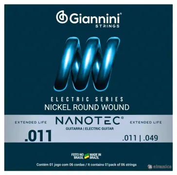 Giannini Encordoamento Giannini Nanotec GEEGST11 PN Guitarra Nickel Round Wound (.011 – .049)