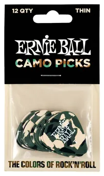 Ernie Ball 9221 Celluloid Camouflage Pick 0,46mm Plektren Thin (12 Stück)