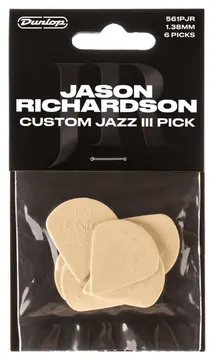 Jim Dunlop 561PJR Jason Richardson Custom Jazz III Plektren Player's Pack (6 Stück), beige, 1,38mm