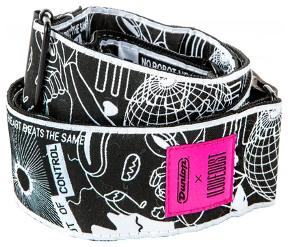 Dunlop ILD11 Courroie I Love Dust Robot Heart ROSE- NOIR-BLANC