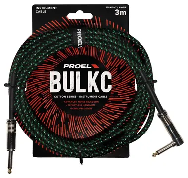 Proel BULK120CLU3GB Cavo jack Mono 6.3 a jack Mono 6.3 a angolo 3mt Nero/Verde