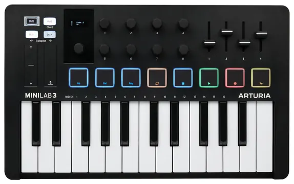 Arturia MINILAB 3 BLACK Tastiera controller USB 25 tasti mini 8 Pad Rgb