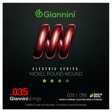 Giannini Encordoamento Giannini GEEBRLX Nickel Round P/ Baixo 4C 035