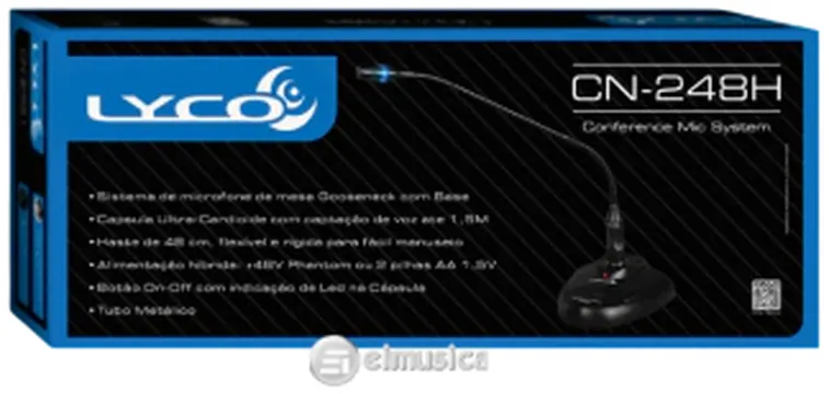 Lyco Microfone Com Fio Lyco Pulpito Mesa CONFERENCE CN248H Gooseneck Ultra Cardióide