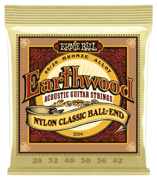 Ernie Ball 2069 Earthwood Bronze Nylon Ball Saiten für Klassische Gitarre 028-042