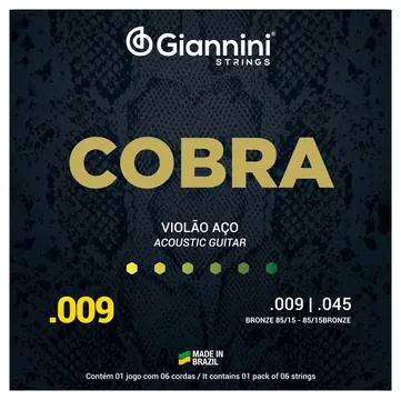 Giannini Encordoamento Para Violão Aço Bronze 85/15 Série Cobra Giannini GEEWA
