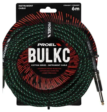 Proel BULK100CLU6GB Cavo jack Mono 6.3 a jack Mono 6.3 mm da 6mt Nero/Verde