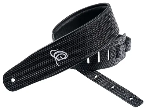 Ortega OSCU-4 Guitar Genuine Leather Strap Ledergurt (70mm), Black Braid
