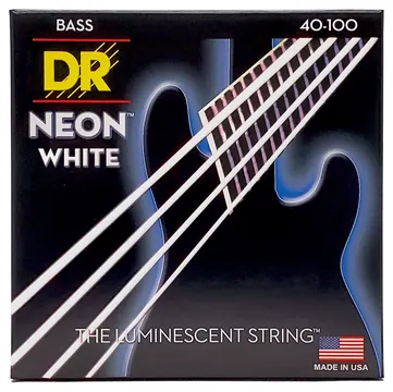 DR Strings NWB-40 Neon White Bass 040-100 Saiten für 4-Saiter E-Bass, lumineszierend, weiss