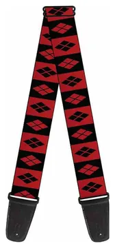 Buckle Down Harley Quinn Diamonds Black/Red Guitar Strap