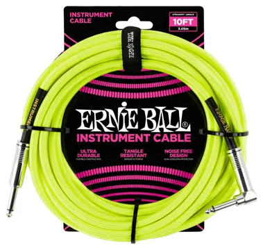 Ernie Ball Câble ERNIE BALL - 6080 Jack/jack coudé - 3m jaune fluo
