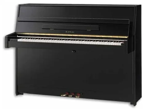 Piano Vertical Kawai K 15 110cm Preto Polido 3 Pedais