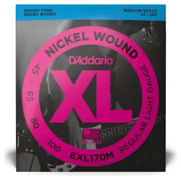 D'addario EXL170 Nickel Wound Bass Guitar Strings, Light, 45-100