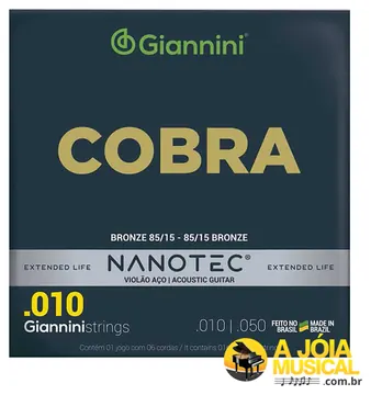 Giannini Encordoamento Giannini Cobra Nanotec 0.10 Violão Aço