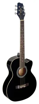 Stagg SA20ACE BLK Zwarte elektro-akoestische auditorium gitaar met cutaway en lindehouten bovenblad