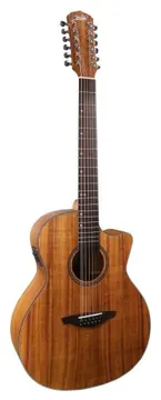 Veelah VGACE-Koa Electrificada de 12 Cuerdas Cutaway con Funda
