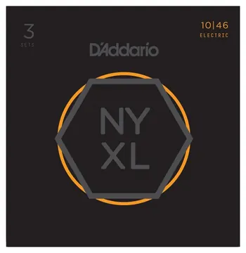 D'Addario NYXL1046-3P Regular Light 10-46 Nickel Wound Electric Guitar Strings (Set of 3)