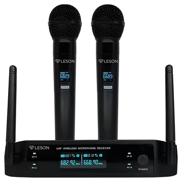 Leson Microfone Duplo Sem Fio Leson LS902 Digital Preto
