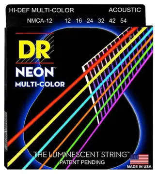 DR Strings NCMA-12 HI-DEF Multicolor Acoustic Corde Multicolore Per Chitarra Acustica 12/54